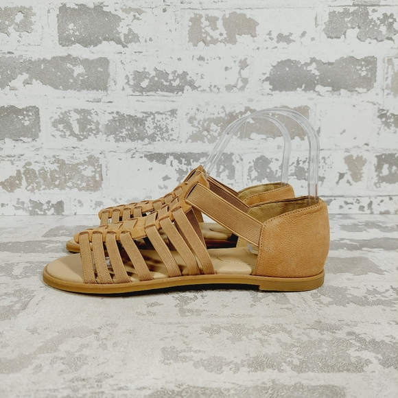 NEW Eileen Fisher Rato Tan Leather Elastic Casual Gladiator Sandals X476